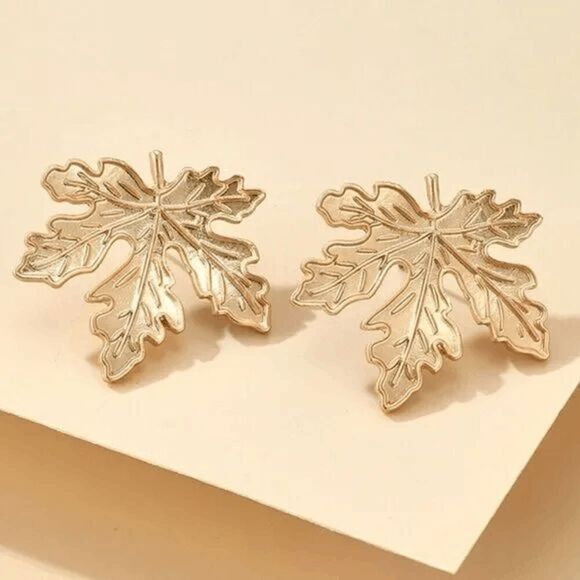 2/$21 Ladies Leaf Golden Earrings - Picture 4 of 6
